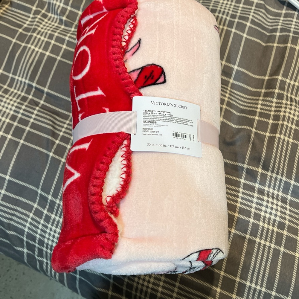 Victoria's Secret Pink and Red Candy Cane Blanket - Picture 2 of 2